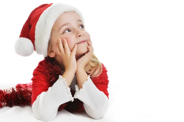 Girl in santa cap — Stock Photo, Image