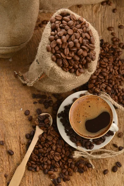 Kawa i cupcoffee fasoli i Puchar — Zdjęcie stockowe