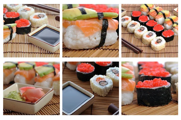 Colage met Japanse sushi — Stockfoto