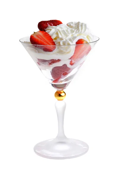 Strawberries with whipped cream — Stock Photo, Image