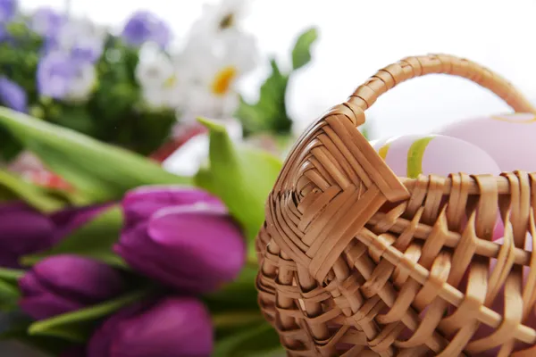 Basket of easter eggs — Stock Photo, Image