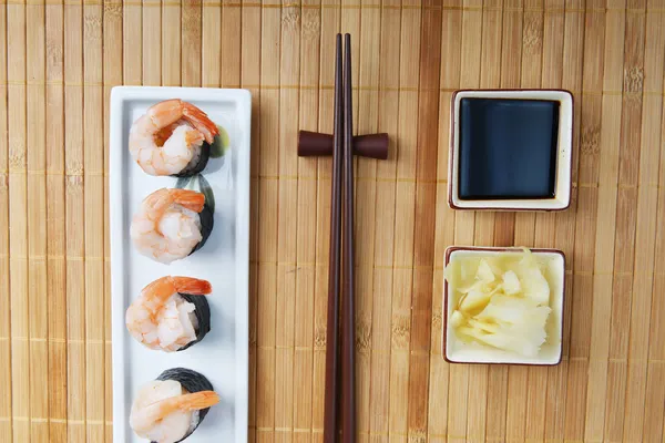 Dish with fresh sushi rolls — Stock Photo, Image