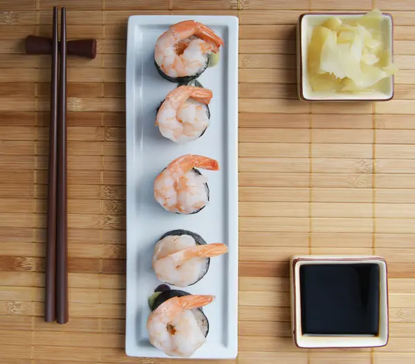 Dish with fresh sushi — Stock Photo, Image