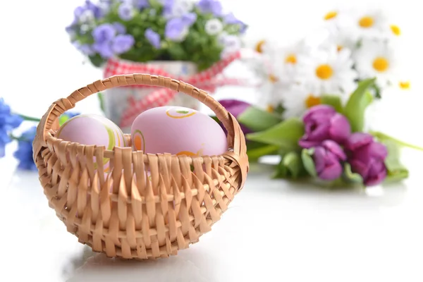 Basket of easter eggs — Stock Photo, Image