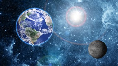 earth and moon in space clipart