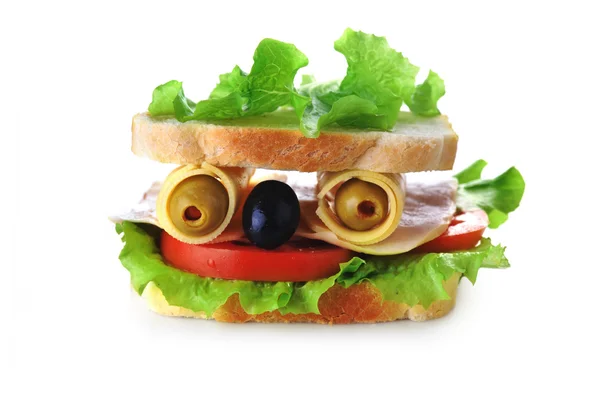 サンドイッチの顔のように見える — ストック写真