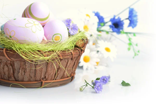 Basket of easter eggs — Stock Photo, Image