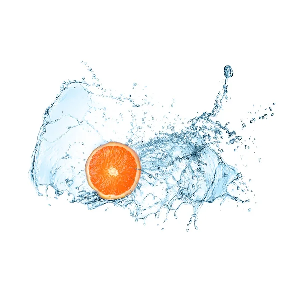 Water splash on orange — Stock Photo, Image