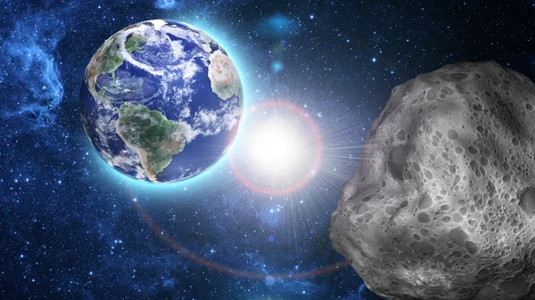 Asteroid nähert sich der Erde — Stockfoto