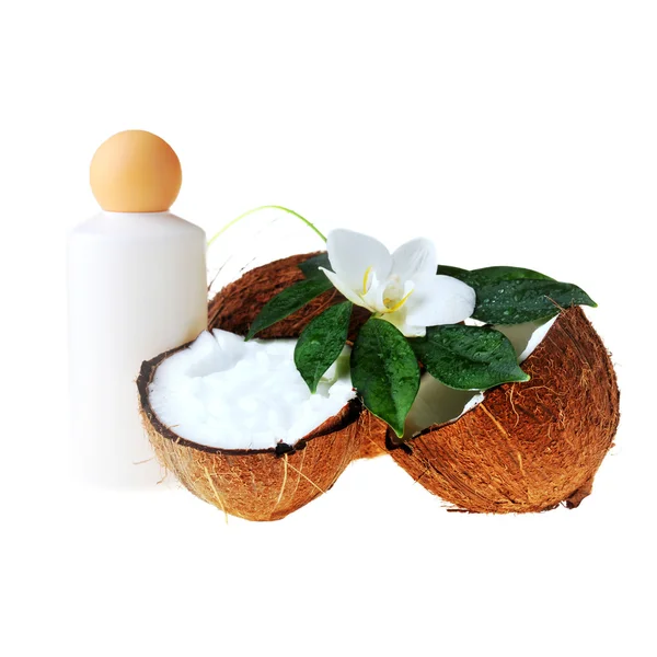 Kokosowy i olej do masażu — Zdjęcie stockowe