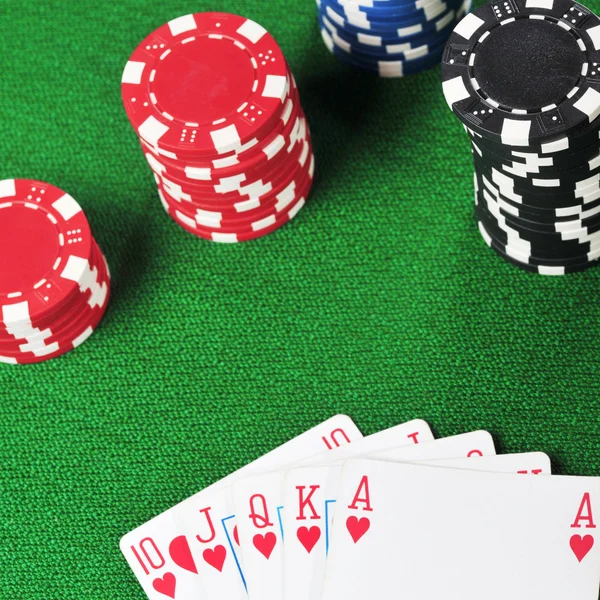 Chips untuk gamblings dan kartu — Stok Foto
