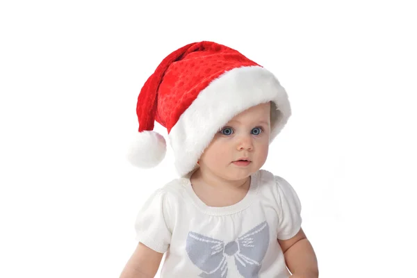 Bambina a Babbo Natale cappello — Foto Stock