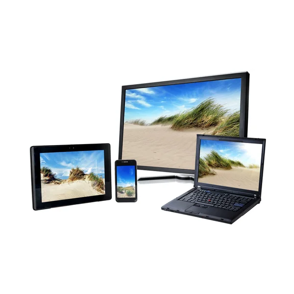 Computer portatile, pc, smartphone e pad — Foto Stock