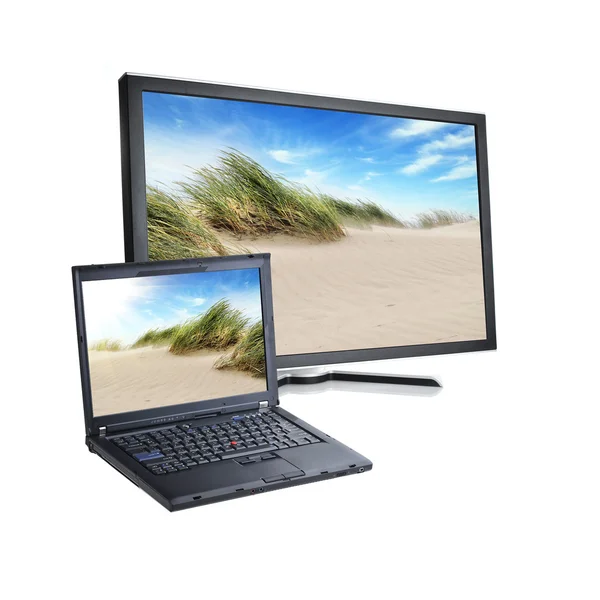 Monitor i laptopa — Zdjęcie stockowe