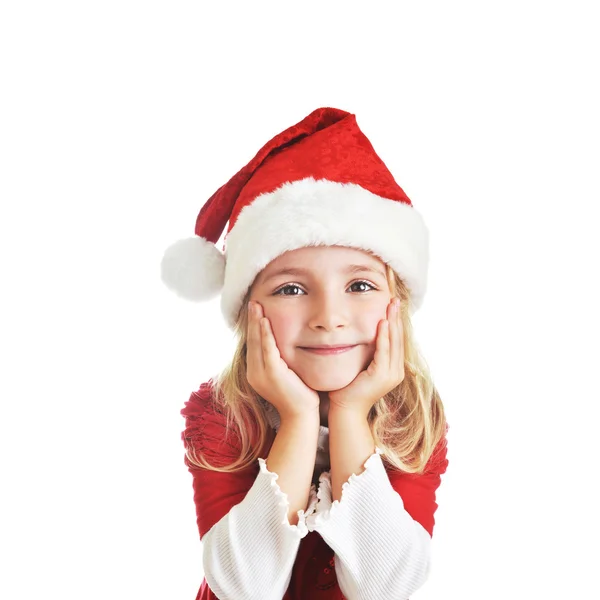 Menina em santa cap — Fotografia de Stock