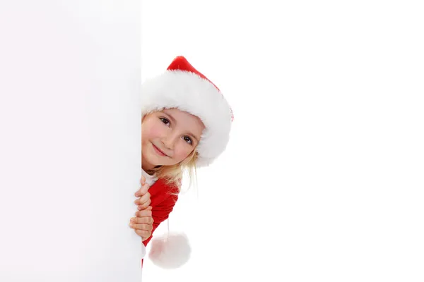 Menina em santa cap — Fotografia de Stock