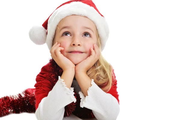 Menina em santa cap — Fotografia de Stock