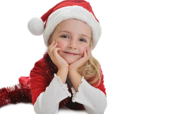 Menina em santa cap — Fotografia de Stock