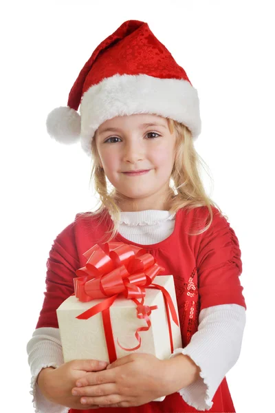 Menina em santa cap — Fotografia de Stock