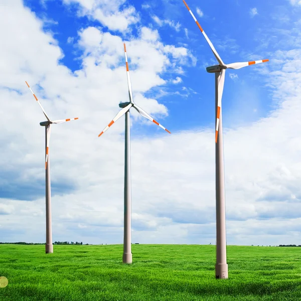 Wind turbines in the field — Stock Photo, Image