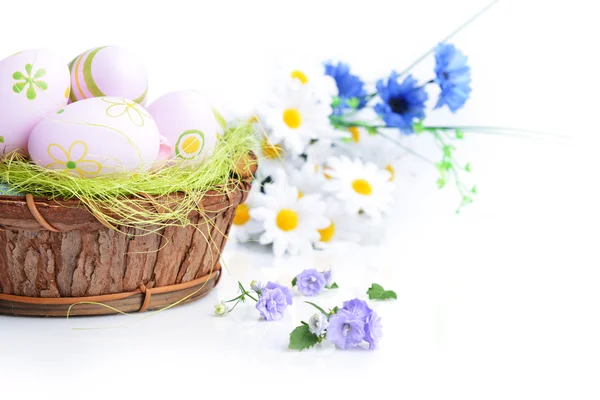 Basket of easter eggs — Stock Photo, Image