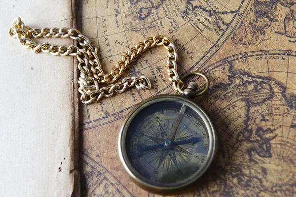 Compass on old map — Stock Photo, Image