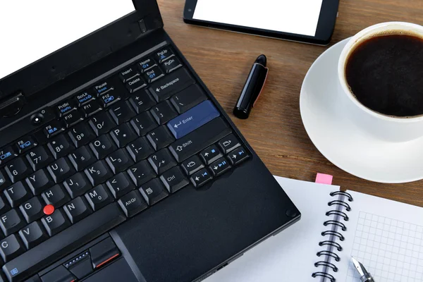 Portátil y taza de café — Foto de Stock