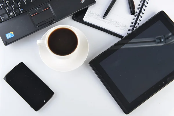 Notebook and cup of coffee — Stock Photo, Image