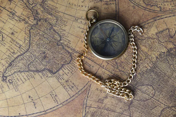 Compass on old map — Stock Photo, Image