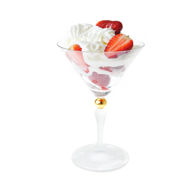 Fragole con panna montata — Foto Stock