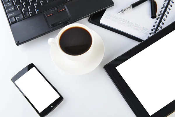 Open notebook and computer — Stock Photo, Image