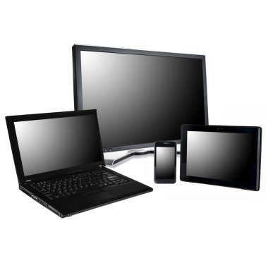 dizüstü bilgisayar, pc, akıllı telefon ve beyaz pad