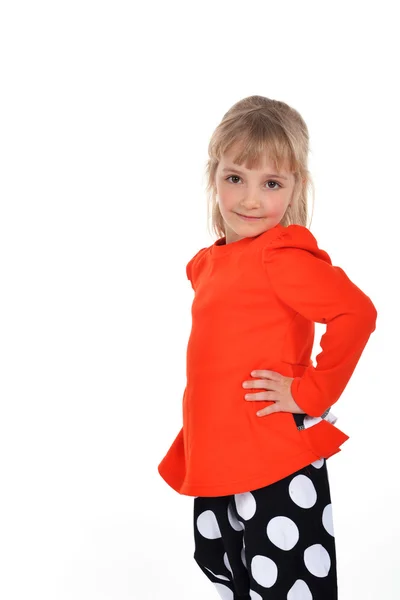 Adorable little girl in red blouse — Stock Photo, Image