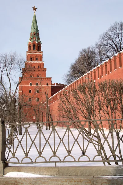 Borovitskaya Tower of Moscow Kremlin side view — Stok fotoğraf