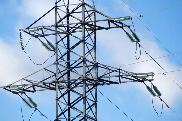 Part of high-voltage power line gray metal prop close-up — Stock Photo, Image