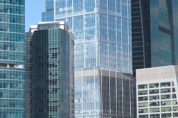 Modern office buildings on a city closeup