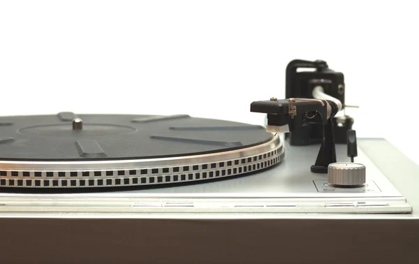 Gramofon s izolované na bílém closeup — Stock fotografie