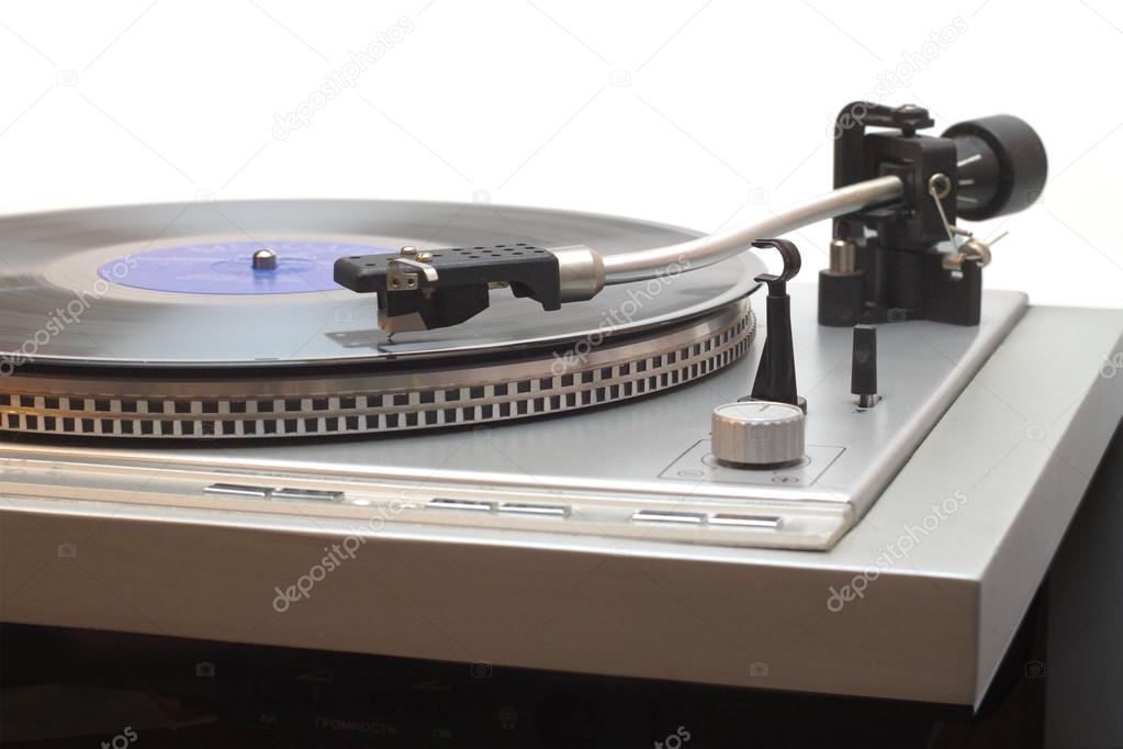 Turntable with vinyl record isolated