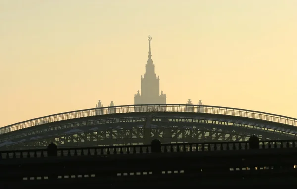 Top of Moscow University building evening view — Stock Photo, Image