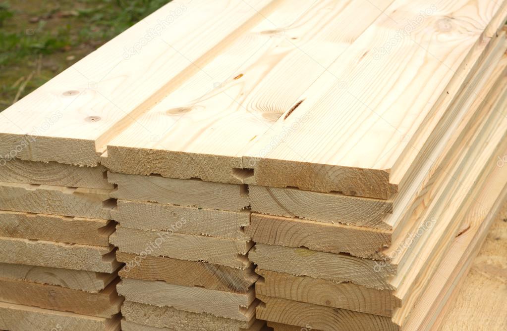 Many planed planks close-up