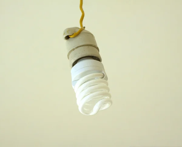 Energy saving bulb spiral lights isolated close up — Stock Photo, Image