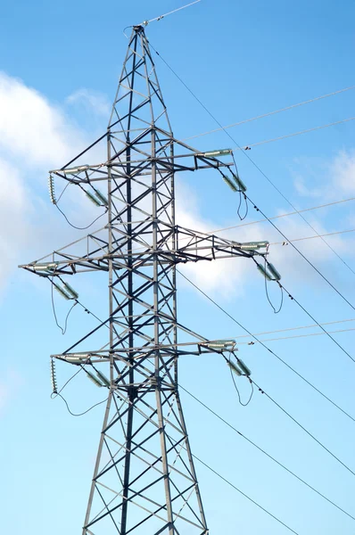 High-voltage power line metal tower — Stock Photo, Image