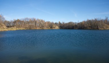 Orman ve göl ile sonbahar manzara