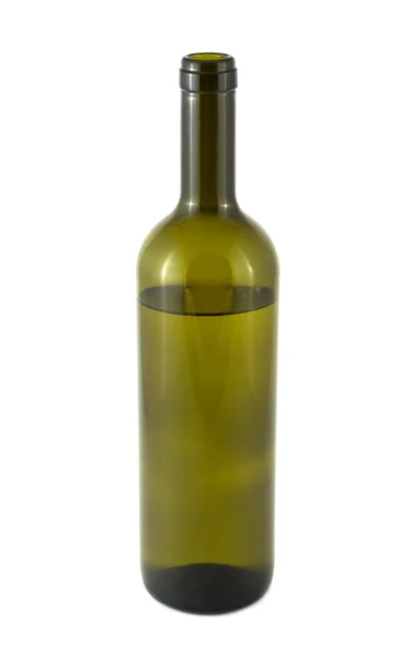Bottiglia verde aperta con vino isolato da vicino — Foto Stock