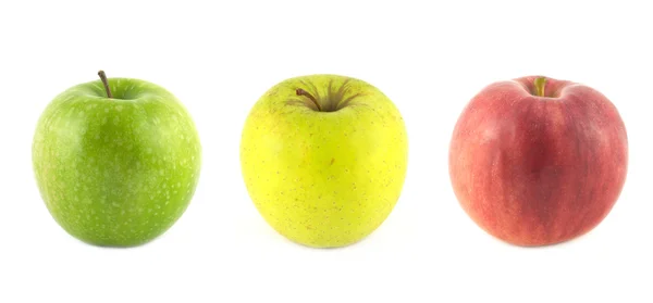 Kolor dojrzałych jabłek na białym tle zbliżenie — Zdjęcie stockowe