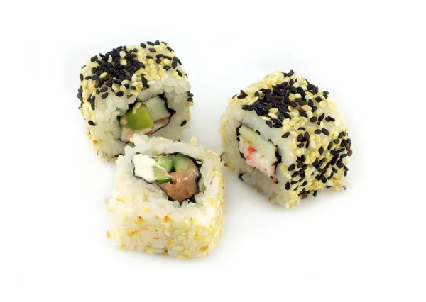 Sushi pieces isolated on white background closeup — Stock Photo, Image