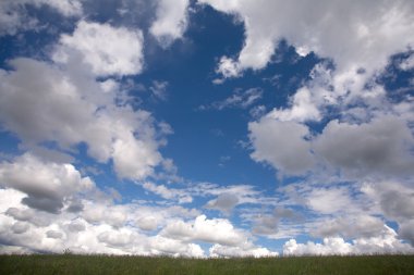 Gökyüzü bulutlu gün yaz çayır yukarıda