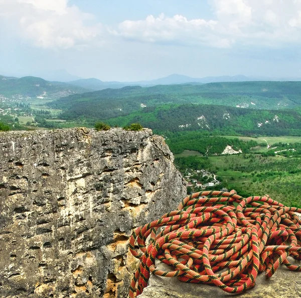 Mountain landscape with alpine rope — Stock Photo, Image