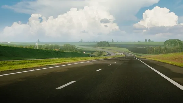 Nova rodovia em uma paisagem rural sem carros. — Fotografia de Stock