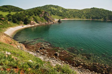 Beautiful seascape, Marble bay, Putyatin island, Far East, Primo clipart